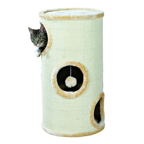 TRIXIE Samuel Cat Tower Höjd 70 cm beige med katt som kliar sisal