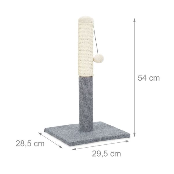 Relaxdays Kattträd, Klösträd, Klösbräda, Lekboll, Grå, M8, Sisal, Modern, Design, Inomhus, H : 54 cm, grå