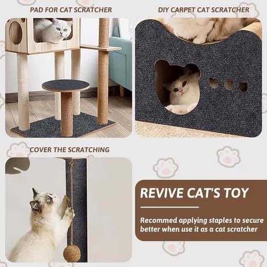 OBOSOE 30×100cm Självhäftande klösplatta för katt, väggskydd för klösplatta, klösplatta för soffa, kattklösmatta, hörn DIY