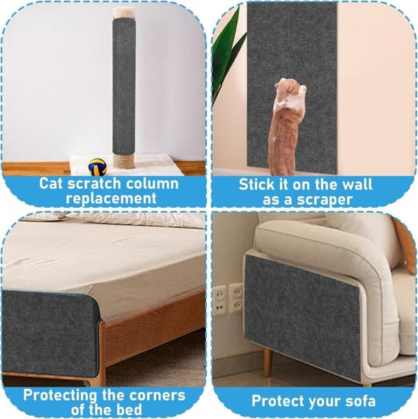 OBOSOE 30×100cm Självhäftande klösplatta för katt, väggskydd för klösplatta, klösplatta för soffa, kattklösmatta, hörn DIY