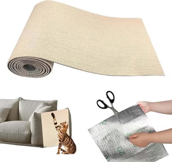 OBOSOE 30×100cm Självhäftande klösplatta för katt, väggskydd för klösplatta, klösplatta för soffa, kattklösmatta, hörn DIY