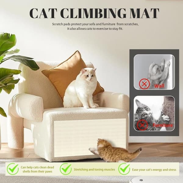 Lollanda Cat Scratching Pad itseliimautuva graffitimatto kissoille seinä- ja kulmasuoja huonekaluille, DIY raapimismatto kissalle