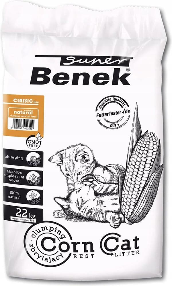 SUPER BENEK Corn Classic Corn kattsand Naturlig, Klumpande 35 l