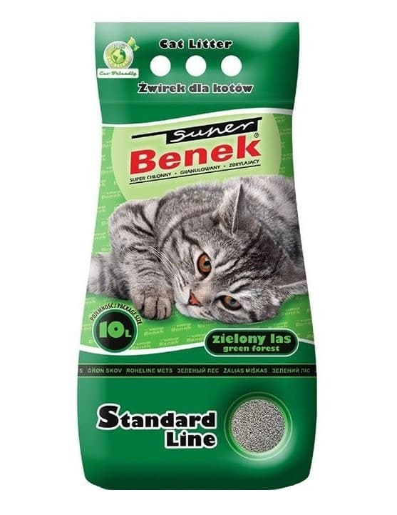 SUPER BENEK STANDARD Kattsand Bentonitkorn Grön skog 10 l
