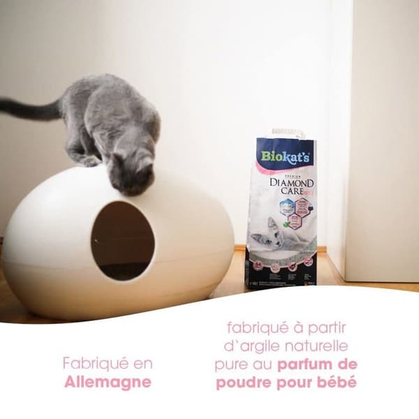 Biokats Diamond Care Fresh med talkdoft - Fin kattsand med aktivt kol och Aloe vera - 1 påse (1 till 10 l)