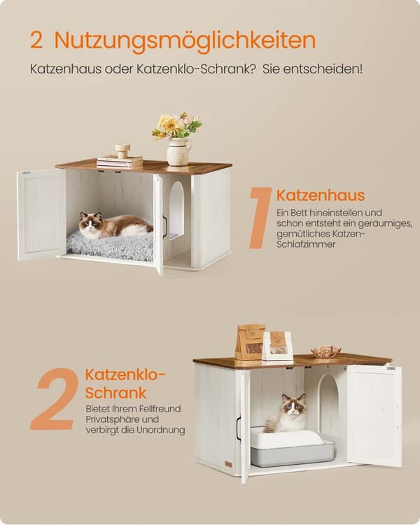 Kattehus, Feandrea PCL012W01, 85x48.5x50 cm, Honningbrun
