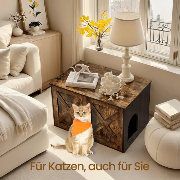 Kattentoalett, Feandrea PCL002X02, 80x53x50 cm, Brun Svart