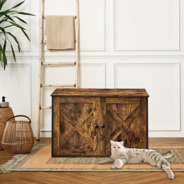 Kattentoalett, Feandrea PCL002X02, 80x53x50 cm, Brun Svart