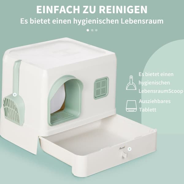 Kattetoilet, 50x40x40 cm, Hvid+Grøn