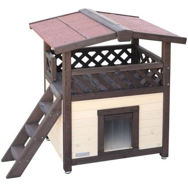Utomhus katthus 88 x 57 x 77 cm - KERBL - 4-Seasons Deluxe - Värmeisolerat innerutrymme