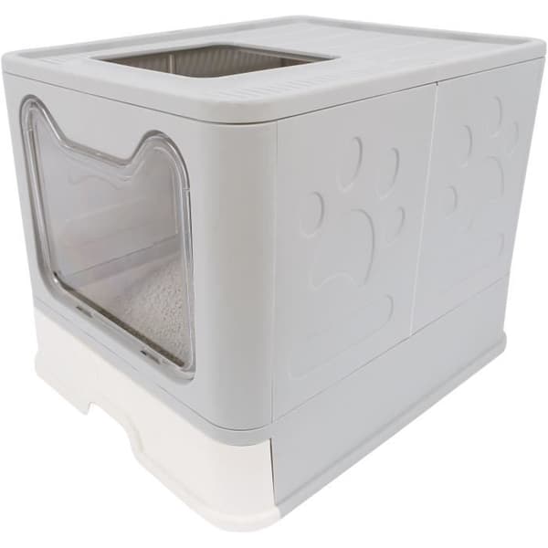 Toaletthus - M PETS - SILE TOPP - Grå - 51 x 41 x 12,5 cm - Praktisk, avtagbar, skjutbar låda, spade ingår