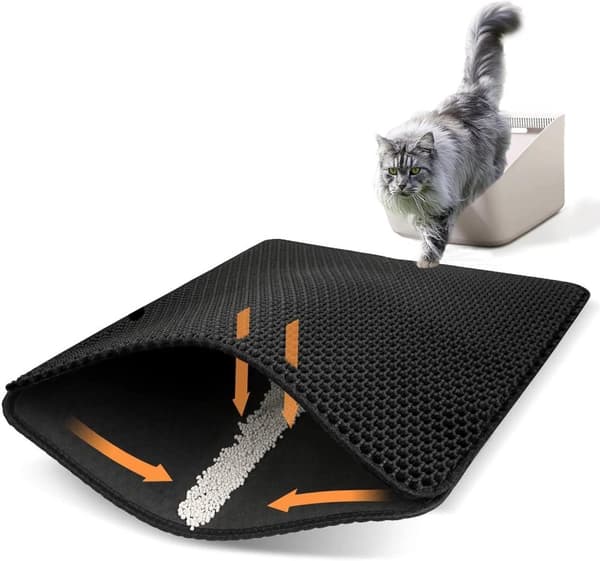Kattsandmatta med Bikakedesign, Halkfri och Vattentät, i Flera Storlekar Svart 50*40cm