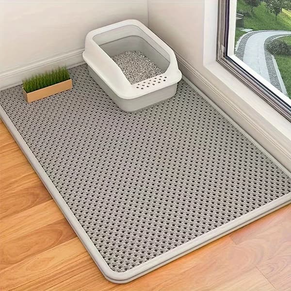 Kattebakke Mat, Dobbelt Lag Design, Holdbart Lædermateriale,Lys Grå, L29.53X21.65inch