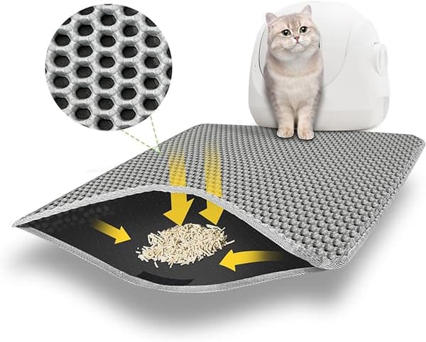 OBOSOE kattebakkemåtte, kattebakkemåtter med honeycomb-design, skridsikre og vandtætte Grå