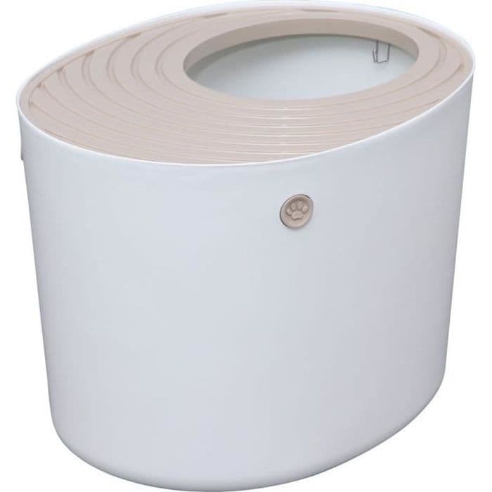 IRIS OHYAMA Top Entry Cat Litter Box toiletartikler med låg - PUNT-530 - Plast - 53 x 41 x 37 cm - Hvid - Til katte