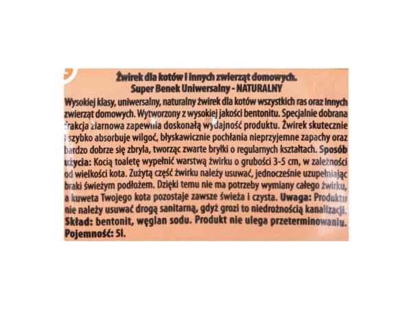 SUPER BENEK UNIVERSAL Kattsand Bentonitgrus Naturligt 5 l