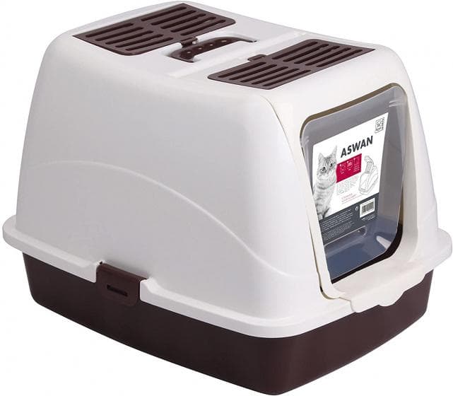 kattlåda Aswan 57,2 x 44,2 cm vit/brun 3-delad