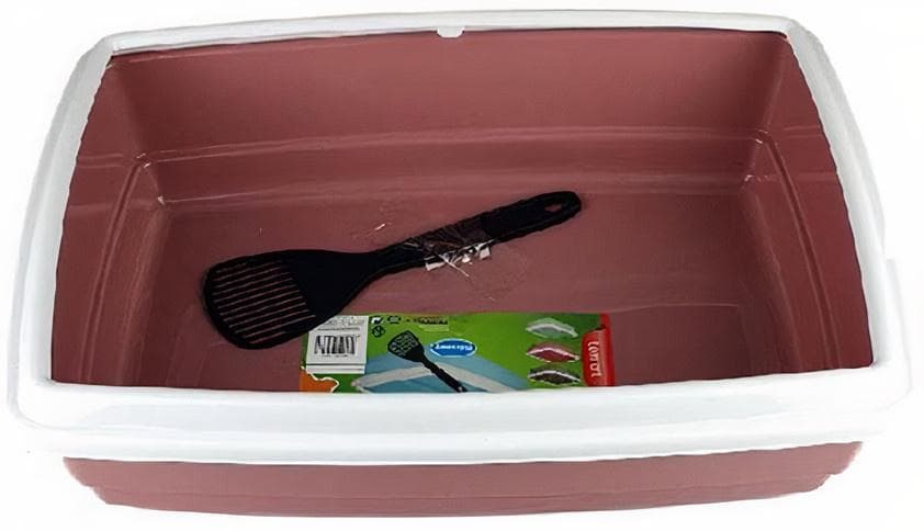 kattlåda 54 x 40 cm vit/brun