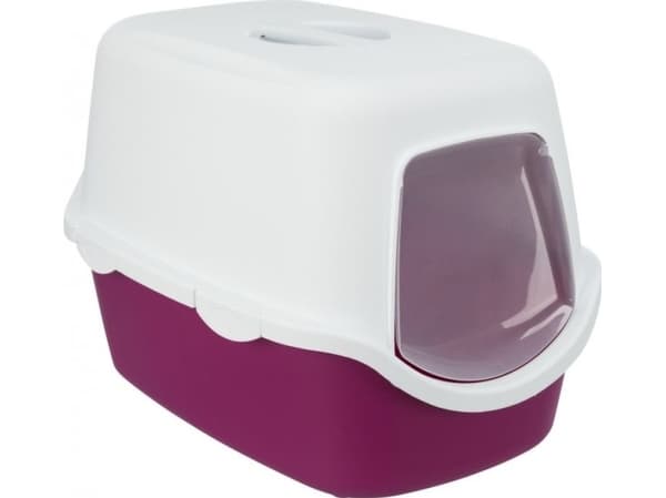 Trixie Vico kattebakke m. låg, 40x40x56 cm, berry/hvid