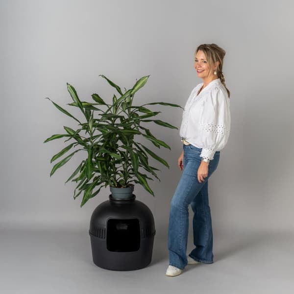 Kissan Vessalaatikko Flower XXL Näkymätön Kissa-wc Musta