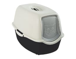Rotho Bailey, katt, søppelkasse med hette, svart, hvit, spenne, karbonfiber, 560 mm