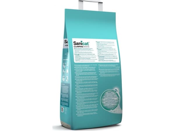 Sanicat Klumpande vit kattsand, kattsand, för katter, bentonit, bomullsfräsch, 20L, klumpande