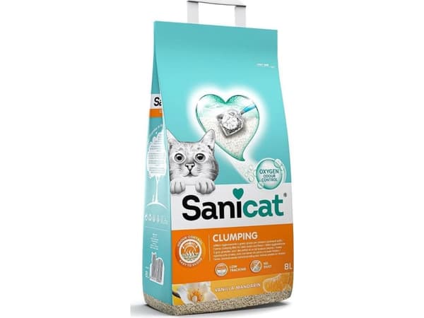 Sanicat Clumping cat litter, litter, for cats, bentonite, vanilla and mandarin, 8 l, clumping