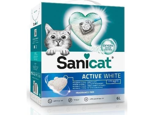 Sanicat Active White kattsand, kattsand, luktfri,10L, klumpbildande