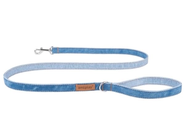 Amiplay Amiplay Amiplay - Perinteinen koiran talutushihna, Jeans Denim, koko M, 140 cm x 1,5 cm sininen
