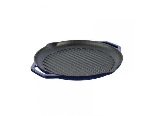 Grand_Feu Enameled Ribbed Cast Iron Frying Pan Blu