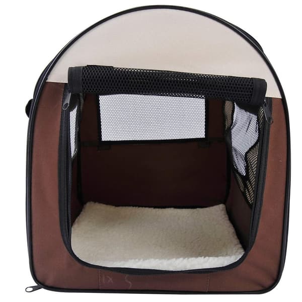 Rootz hopfällbar hundtransportlåda - brun - tyg, PVC, stål - 18,11 cm x 14,17 cm x 16,14 cm