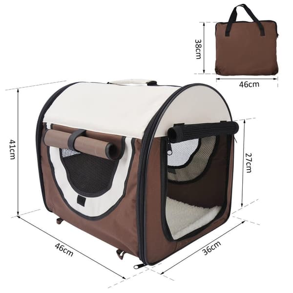 Rootz hopfällbar hundtransportlåda - brun - tyg, PVC, stål - 18,11 cm x 14,17 cm x 16,14 cm