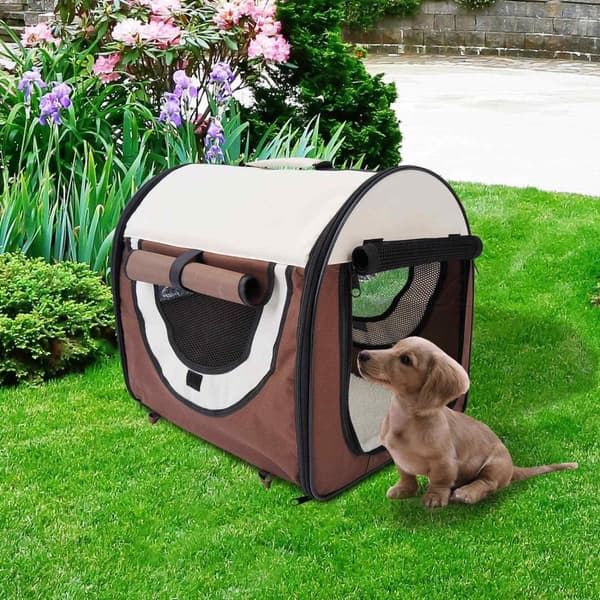 Rootz hopfällbar hundtransportlåda - brun - tyg, PVC, stål - 18,11 cm x 14,17 cm x 16,14 cm
