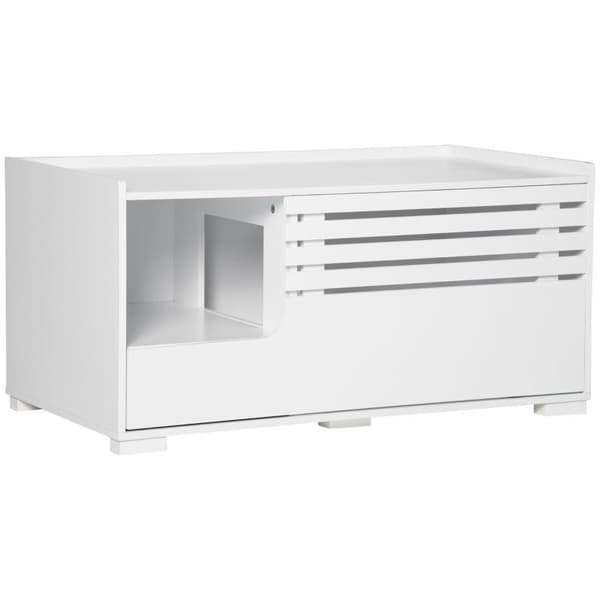 Rootz kattebakke - Kattebakke - Katteskab med 2 hylder - 2-i-1 design magnetisk låge - MDF - Hvid - 90L x 48W x 43,5H cm