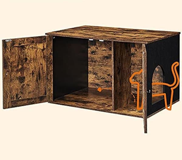 Rootz hiekkalaatikko - Kissanhiekkalaatikko - Ovillinen hiekkalaatikko - Kissan talo - Lastulevy - Vintage Ruskea/Musta - 80 x 53 x 49,2 cm