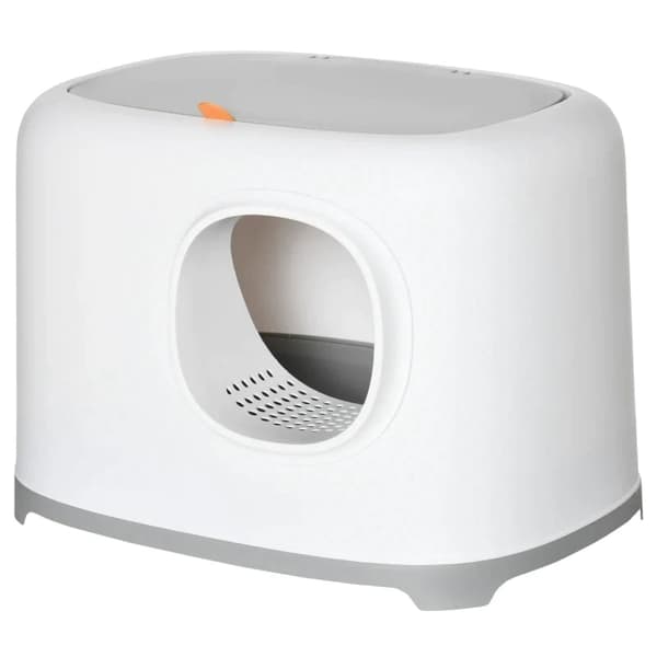Rootz kattsandlåda - med huva för katter - upp till 5 kg - kattlåda med lock - nätbas - plast - vit - 55 x 40 x 39 cm