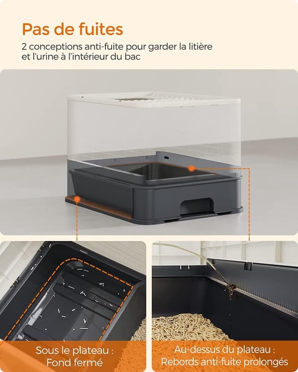 Feandrea lukket kattebakke, toilethus, bæreevne 15 kg, beige og sort