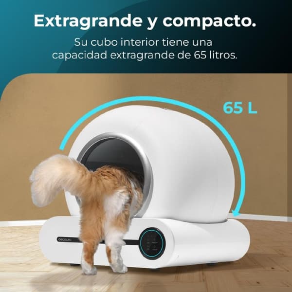 Cecotec Self-cleaning litter box, triple deodorisation system, Wi-Fi and screen control, silent and safe with infrared sensor.