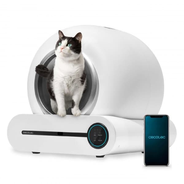 Cecotec Self-cleaning litter box, triple deodorisation system, Wi-Fi and screen control, silent and safe with infrared sensor.
