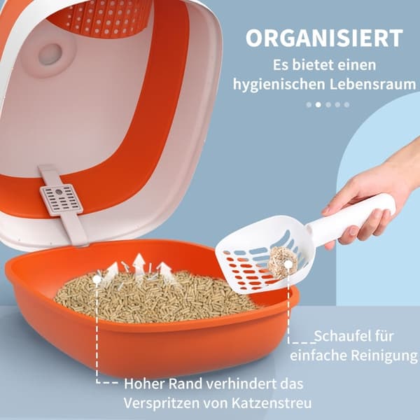 Rootz PawHut Kattoalett - Kattskräp - Kattskåp - Förhindrar skräpspridning - Luktkontroll - Enkel rengöring - 52cm x 41cm x 38cm - Plast, ABS