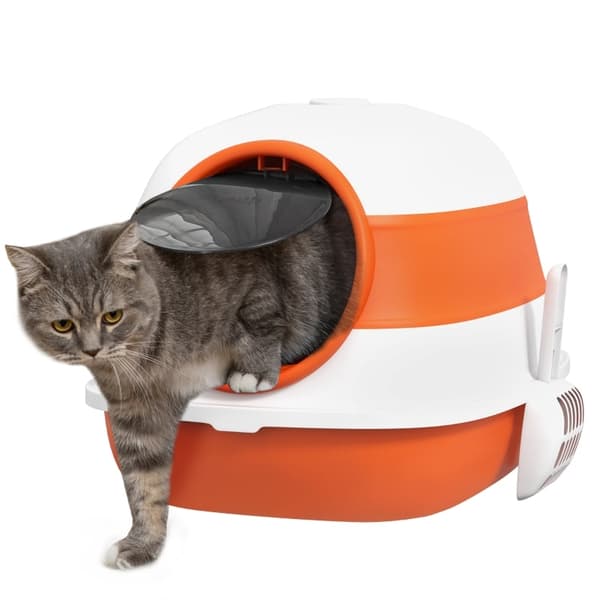 Rootz PawHut Kattoalett - Kattskräp - Kattskåp - Förhindrar skräpspridning - Luktkontroll - Enkel rengöring - 52cm x 41cm x 38cm - Plast, ABS