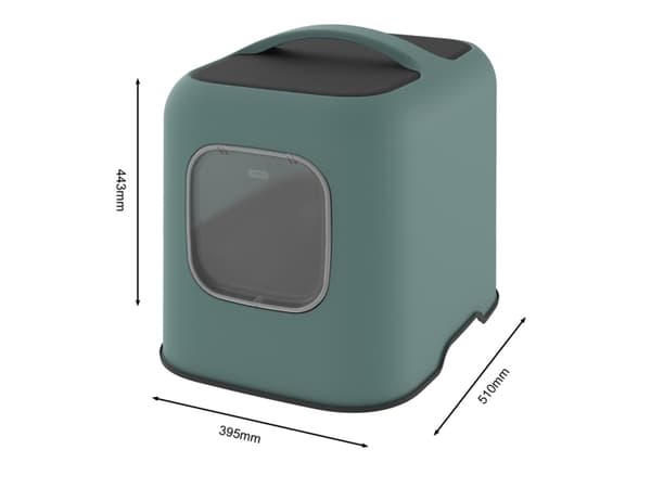 Rotho BIALA, Katt, Kattsandlåda med tak, Grön, Plast, 395 mm, 510 mm