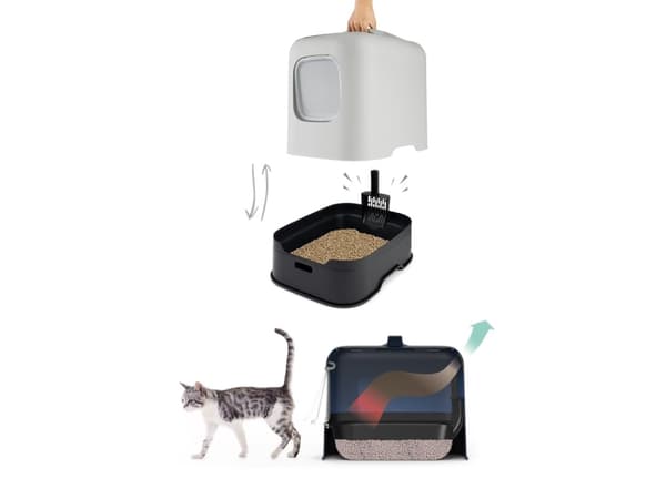 Rotho BIALA, Katt, Kattsandlåda med tak, Svart, Grå, Plast, 395 mm, 510 mm