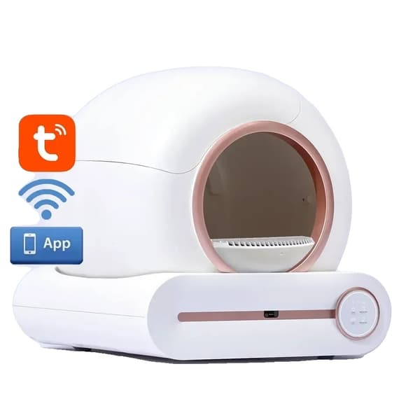 Automatisk Smart Kattebakke, Selvrensende, Stor Kapacitet,Global APP Kontrol, I'm sorry, but I need the text you want to be translated into Danish. Pl