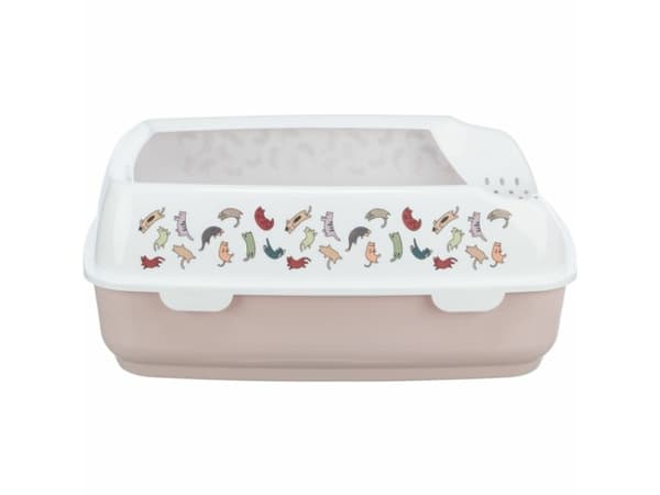 Trixie Delio catlittertray,w/rim,printed,38×20×50cm,lightlilac/hvid