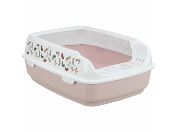 Trixie Delio catlittertray,w/rim,printed,38×20×50cm,lightlilac/hvid