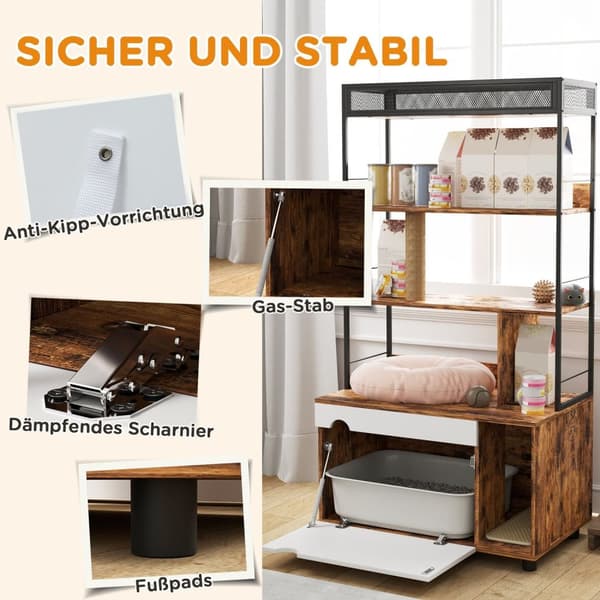 Rootz 3 -lags hylde katte kuldboks - lukket kattehus - skjult kuldskab - privatliv sikret - 80 cm x 48 cm x 152 cm
