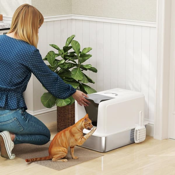 Rootz Cat Litterbakke - Rustfrit stål - Filter scoop - Lugtkontrol - 40,5 x 60,5 x 41,5 cm