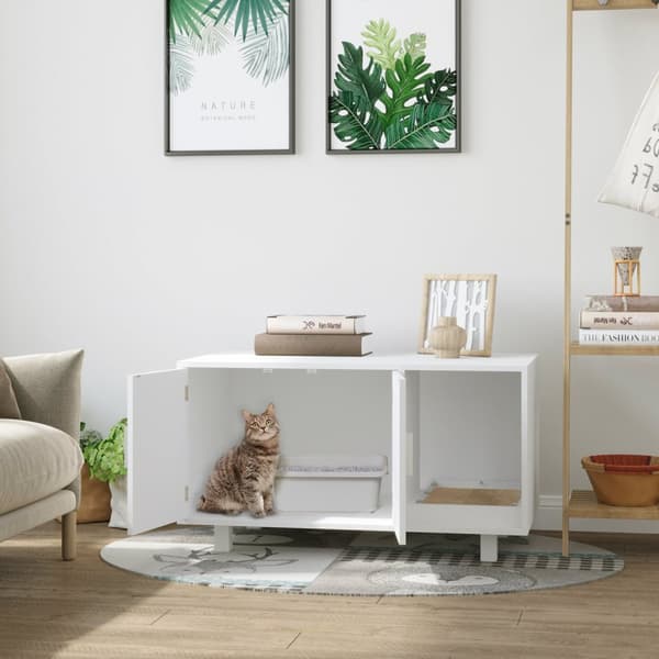 Rootz -pentuekalvokalusteet - kissan sivupöytä - naarmuuntuminen - tyylikäs muotoilu - 91L x 52W x 50,5H cm MDF White