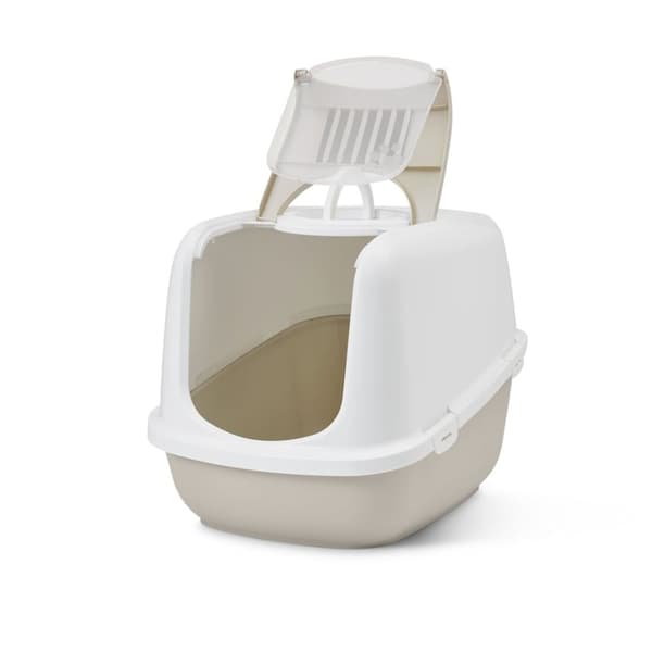 SAVIC Nestor Jumbo Hvid - Kaffe - dækket kattebakke - 66,5x48,5x46,5 cm - 1 stk.